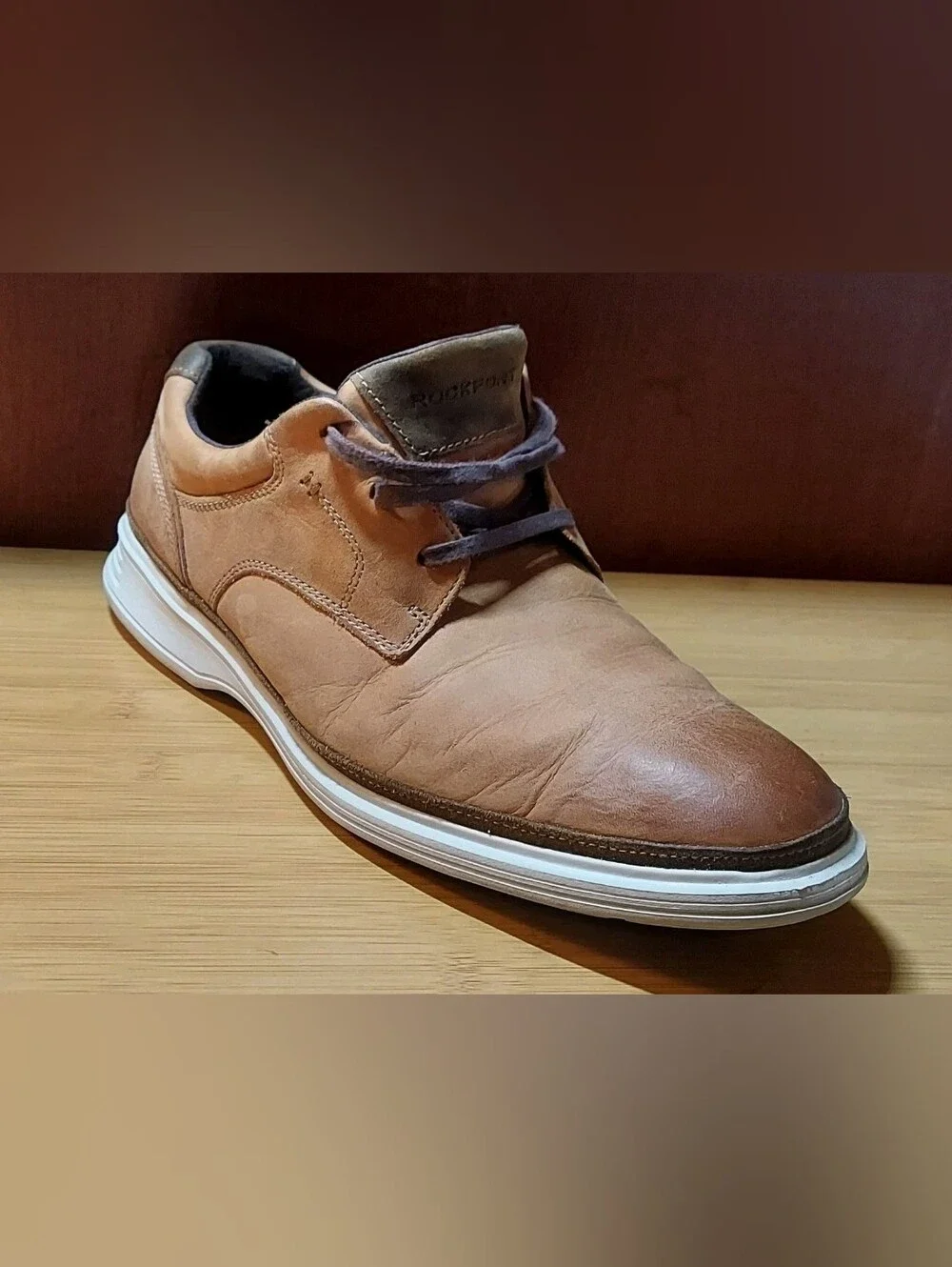 ROCKPORT 100125 MEN'S BRITISH TAN LEATHER PLAIN TOE COMFORT OXFORDS SIZE 11.5